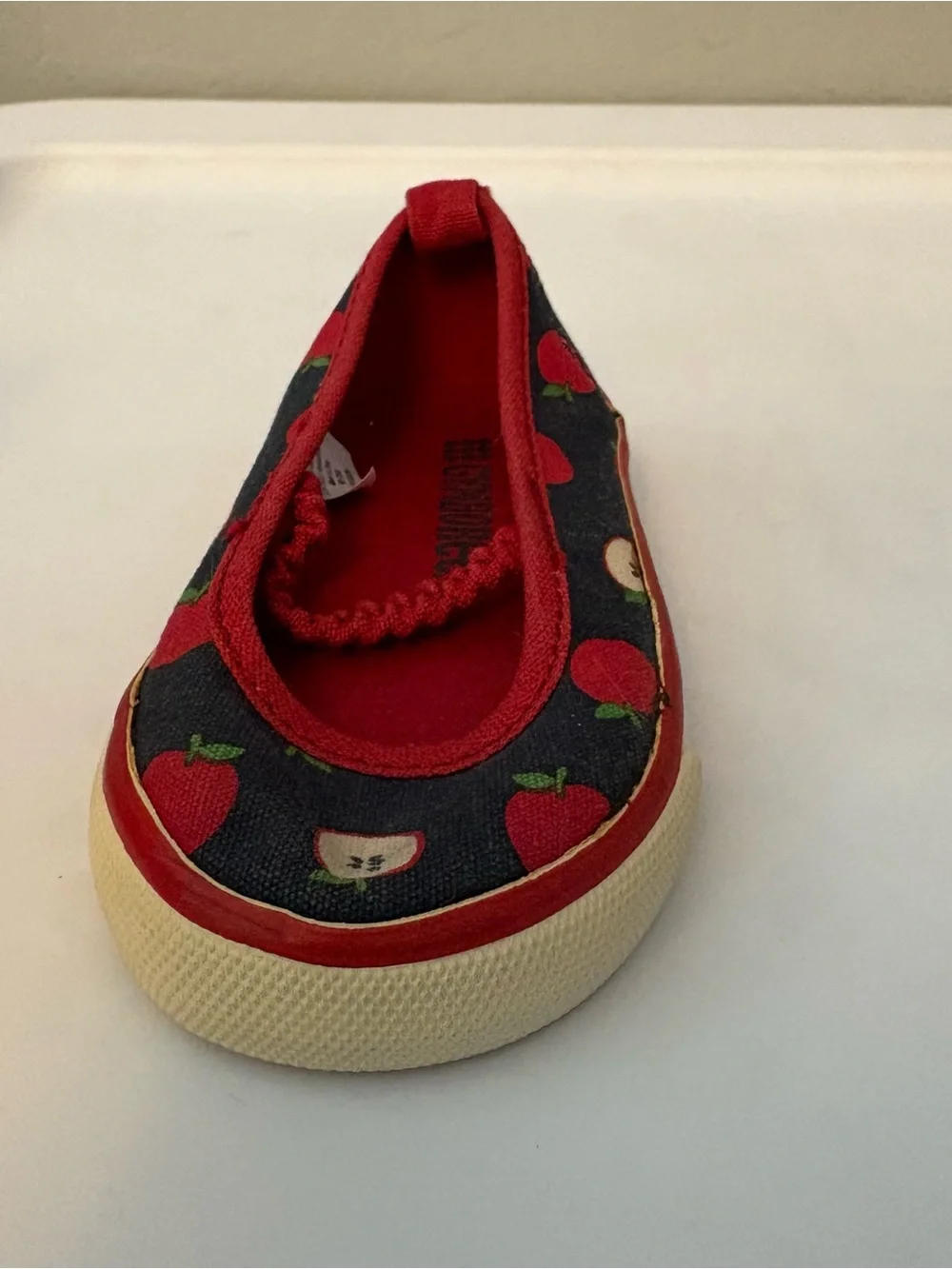 Gymboree prep school navy blue red apple print mary jane style shoes size 4